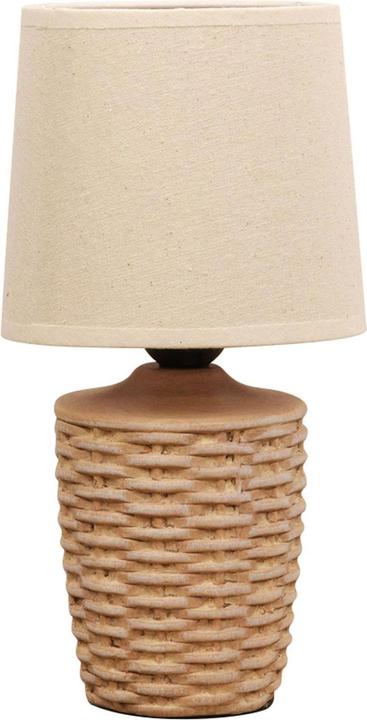 Actual product image Hestia Basket Weave Table Lamp with Beige Linen Shade (E27)