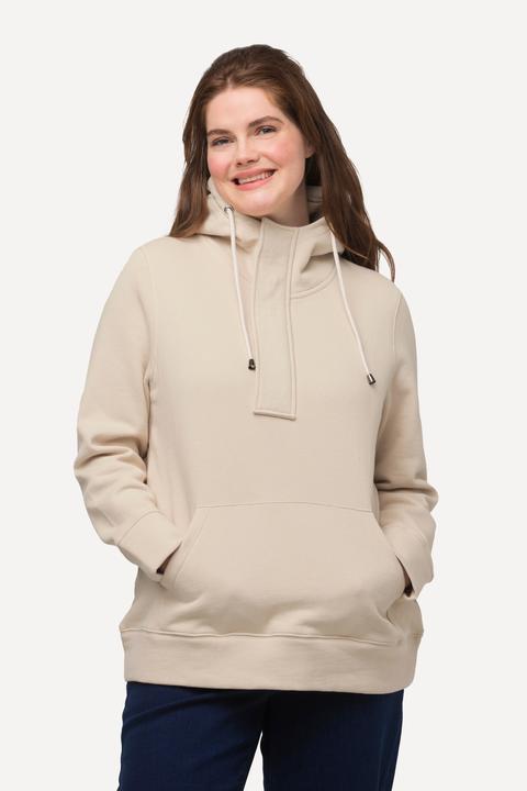Immagine prodotto Ulla Popken Maglia di cotone biologico con cappuccio, zip e maniche lunghe (46, 48)
