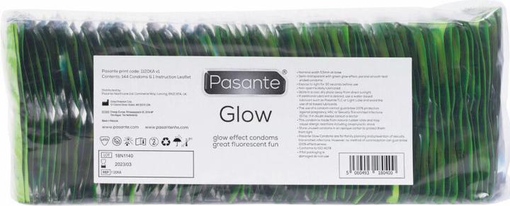 Actual product image Pasante Glow" (stock pack) 144 luminous condoms with green glow effect (144 pcs.)