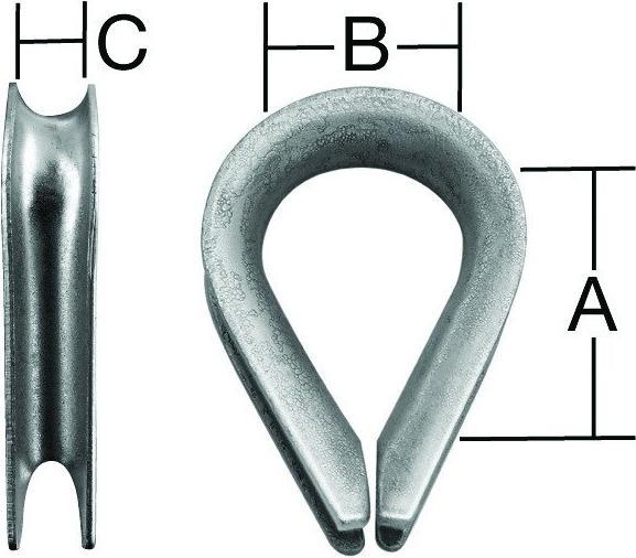 Abus Kausche Edelstahl blank NG 4 Seil-Ø 4mm innen 17,5 x 11mm
