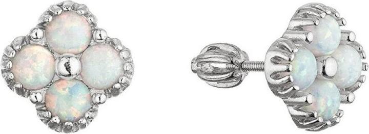 Immagine prodotto Evolution Group - Silver earrings with synthetic opals Four-leaf clover 11690.1 (Argento)