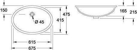 Produktbild Villeroy & Boch V&B Unterbauwaschtisch EVANA 615x415mm, mit ÜL we (415 mm, 615 mm)