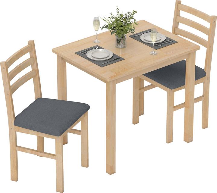 Homcom Essgruppe Kautschukholz, MDF Naturholz (Panneau de bois MDF)