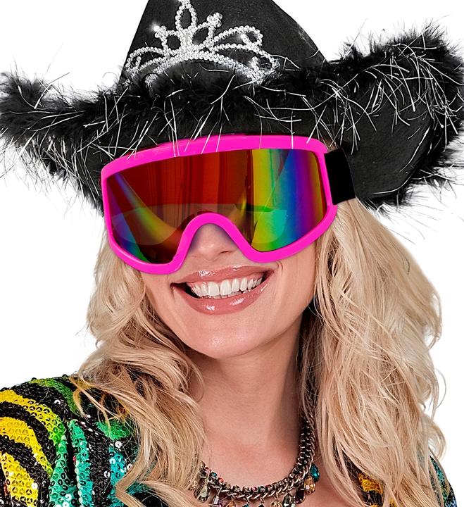 Image du produit Widmann Lunettes de ski rose fluo années 80