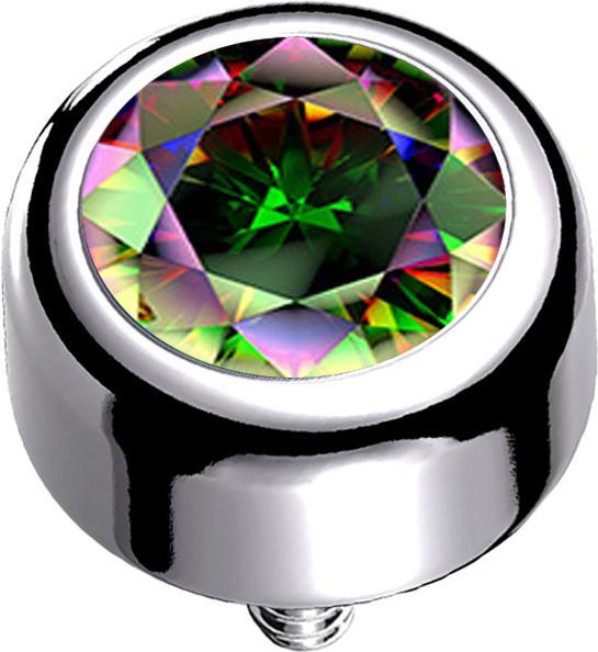 Actual product image Star Piercing Dermal anchor cylinder silver with crystal dark multicolour (without brass, Titanium)