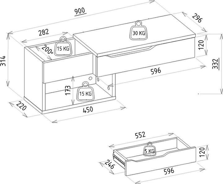 Image du produit Vente-unique Dareka (90 x 29.60 x 33.20 cm)