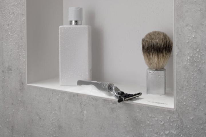 Actual product image hansgrohe Wall niche XtraStoris Original with frame, concrete grey 300x300x100mm