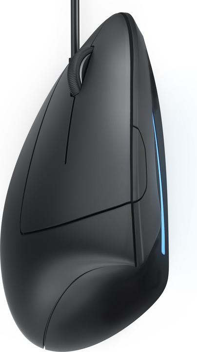Actual product image CSL ergonomic mouse, corded, optical vertical left-handed mouse, against mouse arm/tennis arm (Cable)