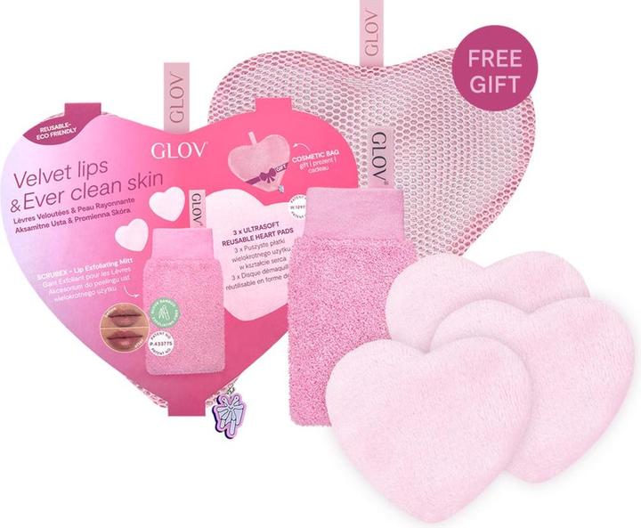 Actual product image Glov Set Velvet Lips & Ever Clear Skin Scrubex Lip Exfoliating Glove + Ultrasoft Reusable Heaart