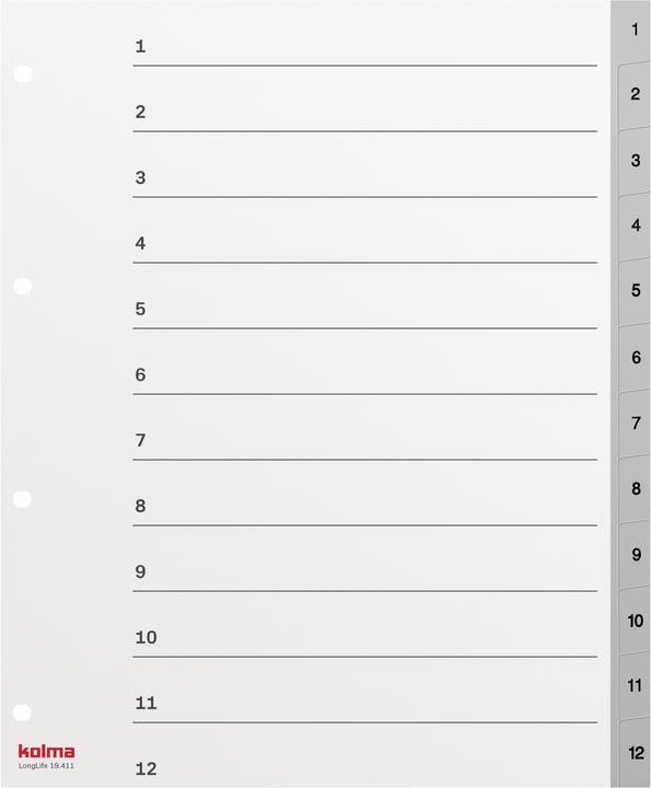 Kolma Index A4 XL superstrong 1-12 12 pezzi grigio