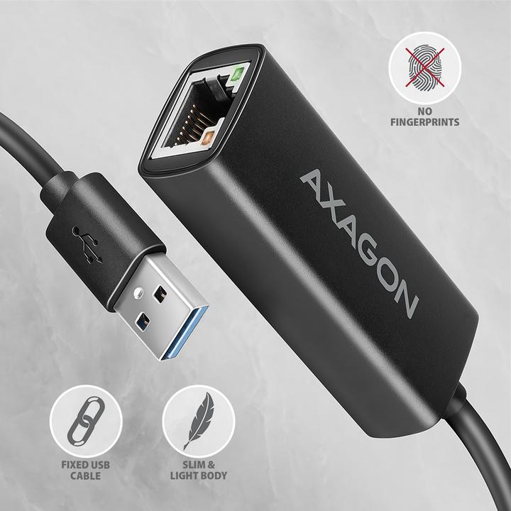 Produktbild Axagon ADE-AR, USB-A 3.2 Gen 1 - Gigabit Ethernet s????ov?? karta, Realtek 8153, auto instal (USB, USB 3.0, RJ45 (1x))