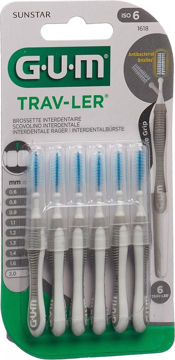 GUM SUNSTAR Trav-Ler ISO standard 6 cylindric gray (6 x, 2 mm)