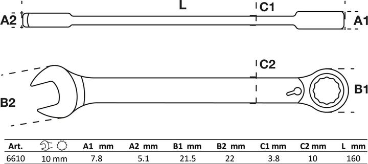 Immagine prodotto BGS Chiave a cricchetto reversibile SW 10 mm (10 mm)