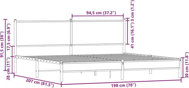 Image du produit vidaXL Bettgestell (193 x 203 cm)