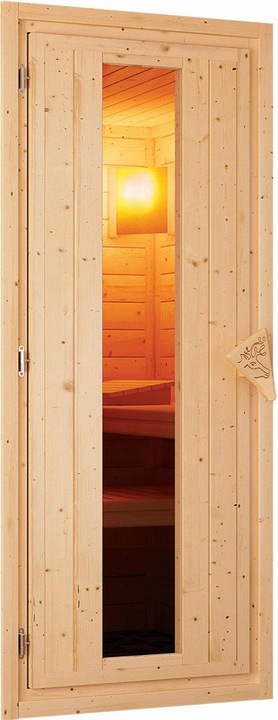 Actual product image Karibu Sauna Sodin front entry, wreath (4.5 KW Bio external control)