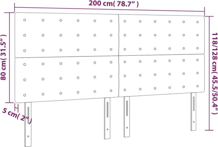 Produktbild vidaXL LED Kopfteil (200 x 5 x 128 cm)