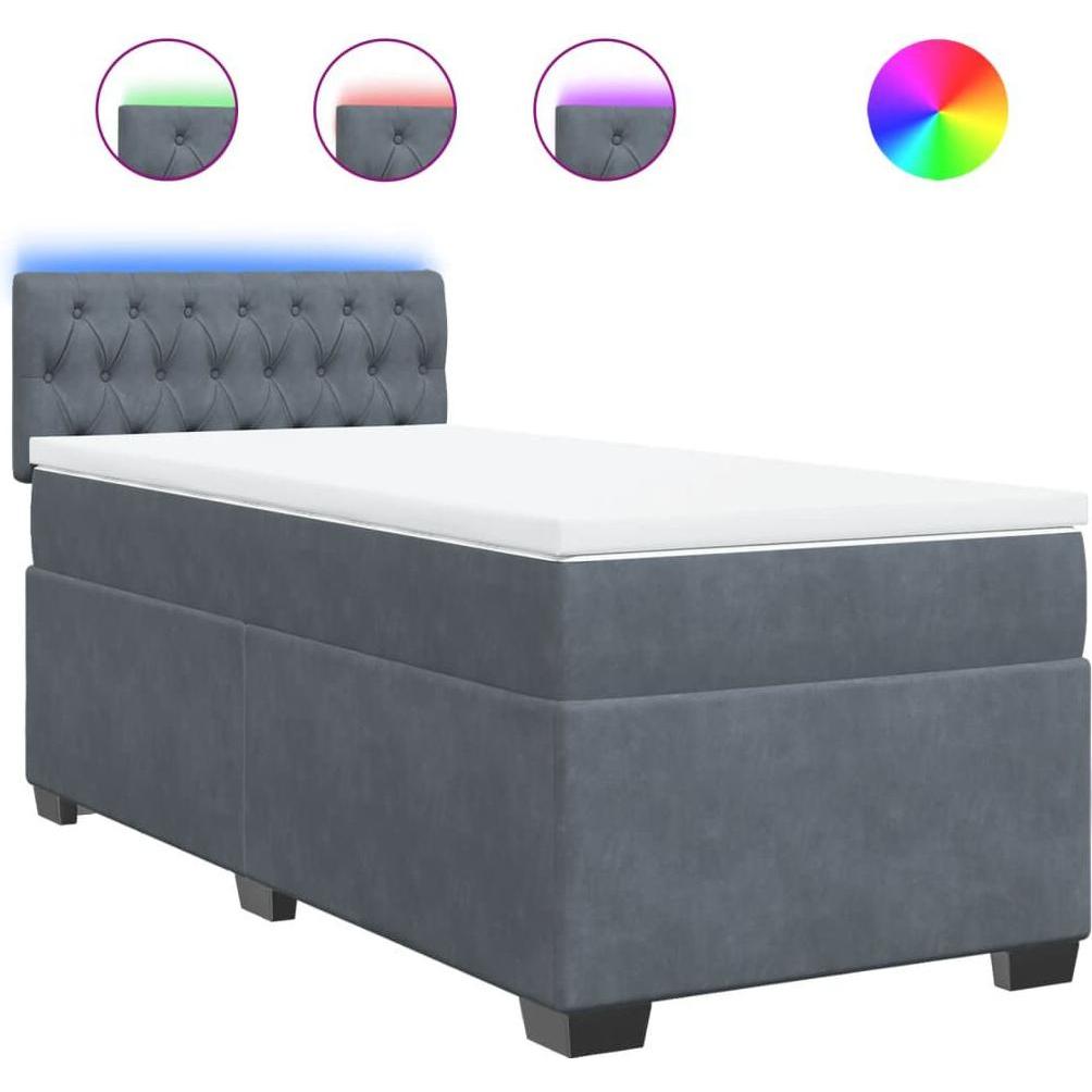 Thumbnail - VidaXL, Bett, Bo x springbett mit Matratze 90 x 190 cm Samt (90 x 190 cm)
