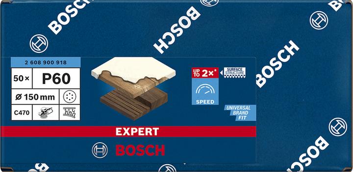 Produktbild Bosch Professional Zubehör EXPERT C470 Schleifpapier mit 6 Löchern für Exzenterschleifer, 150 mm, G 60, 50-tlg. (60)