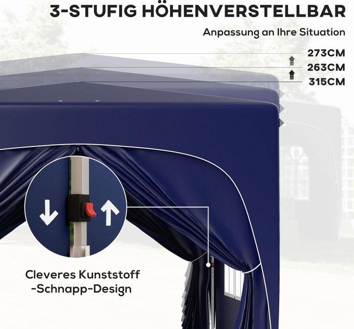 Actual product image Outsunny Pavillon Metall, Polyester Blau (300 cm, 300 cm)