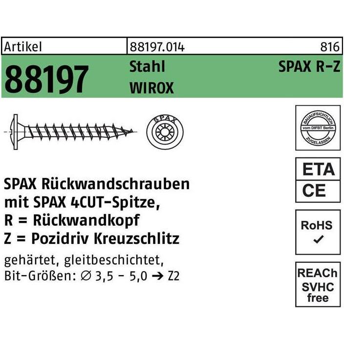 Thumbnail - Spax, Schrauben, Rückwandschrauben PZ2 4,0x13 mm (1000 Schrauben pro Stück)