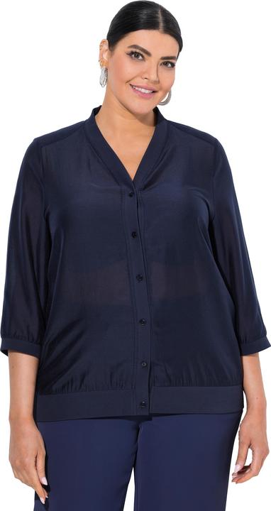 Image du produit Ulla Popken Blouse légèrement transparente, décolleté en V et manches 3/4 (58)