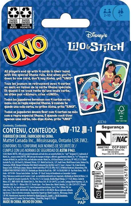 Actual product image Mattel Games UNO Lilo & Stich (Hungarian, Polish, Russian, 2 - 10 Players)