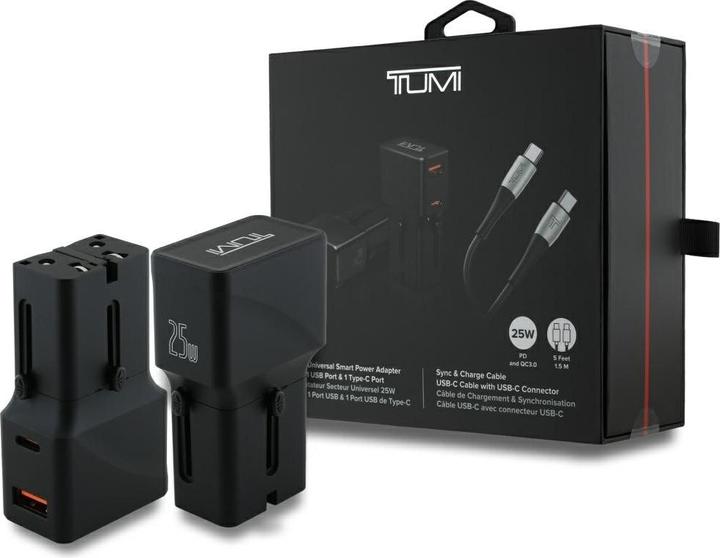 Produktbild Tumi Power Charger Travel Adapter 25W USB-C / USB-A + Cable USB-C/USB-C black (25 W)