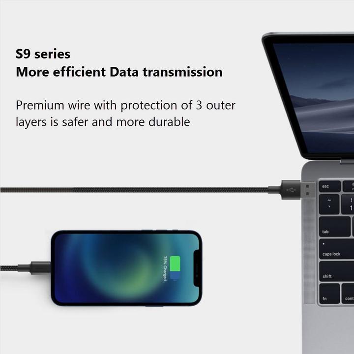 Actual product image Orsen S9L USB A and Lightning 2.1A 1m black (1 m)