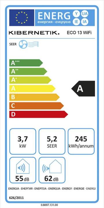 Label énergétique Kibernetik FSP Eco (81 m², 13650 BTU/h)