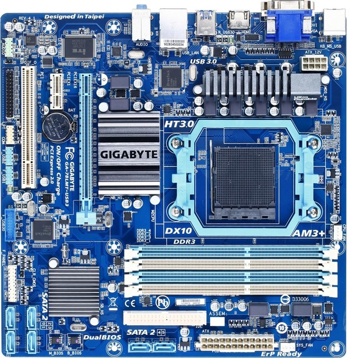Produktbild Gigabyte GA-78LMT-USB3 R2 Rev1.0 (AM3+, AMD SB710, AMD 760G, mATX)
