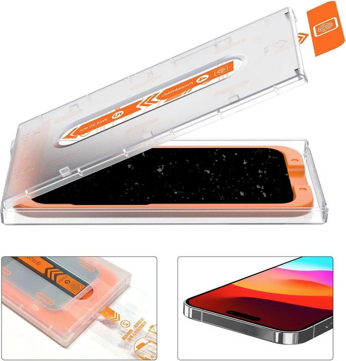 Image du produit PhoneLook Vitre de protection intégrale avec système de montage automatique anti-bulles et anti-poussière 3D (Apple iPhone 16)