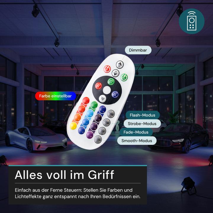 Produktbild Luxula RGB LED-Fluter LX400181, 20W, IP65, schwarz, mit Fernbedienung (IP65)