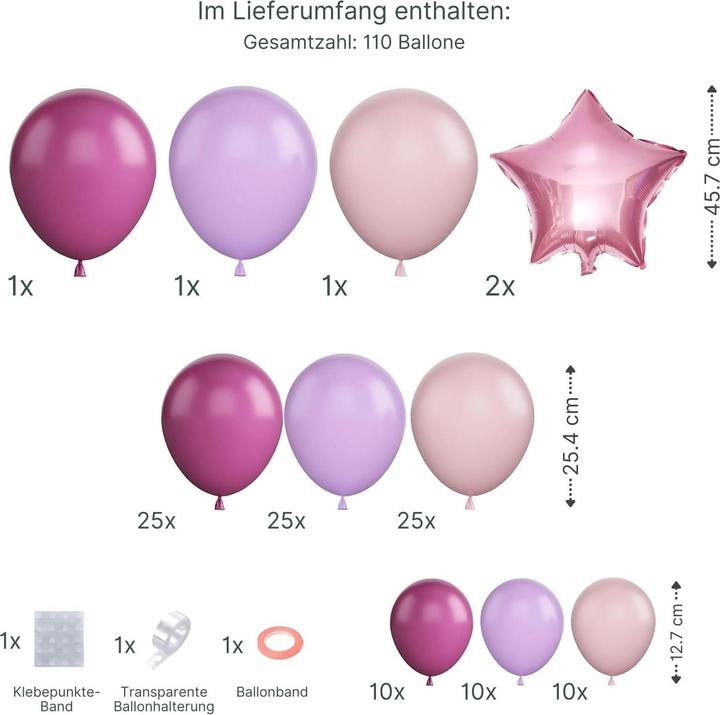 Produktbild Hermex 110er Set Geburtstagsballons Party-Luftballons Ballonbogen Luftballons Ballongirlande (110 x)