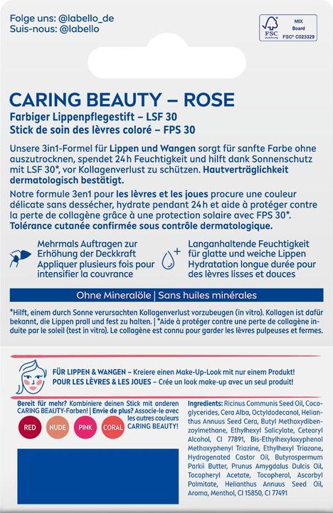 Immagine prodotto LABELLO Caring Beauty Rose Stick 4.8 g (Stick per la cura delle labbra, 204.40 ml)