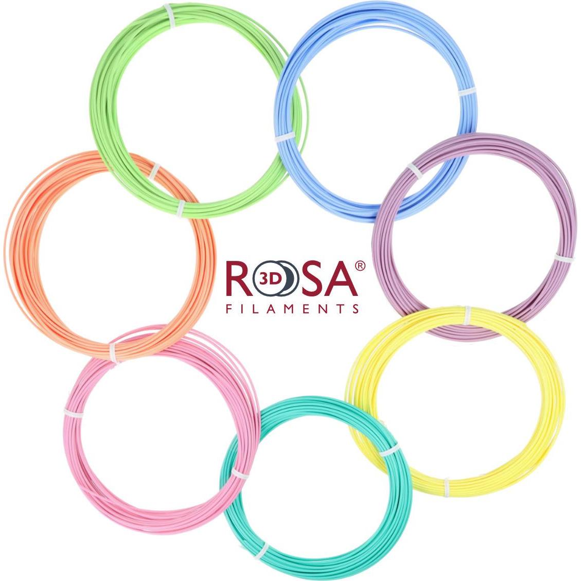 Rosa3D Filamento 3D PEN PACK PLA Pastello 7 colori x 10m, Accessori per stampante 3D