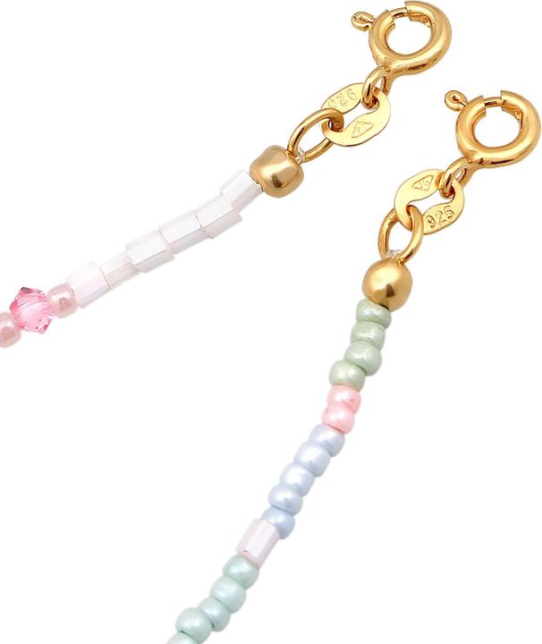 Immagine prodotto Elli Bracciale per bambini con perle di vetro pastello Set di 2 argento 925 (14 cm, Argento 925 placcato oro, Vetro, Cristallo di vetro, Plastico)