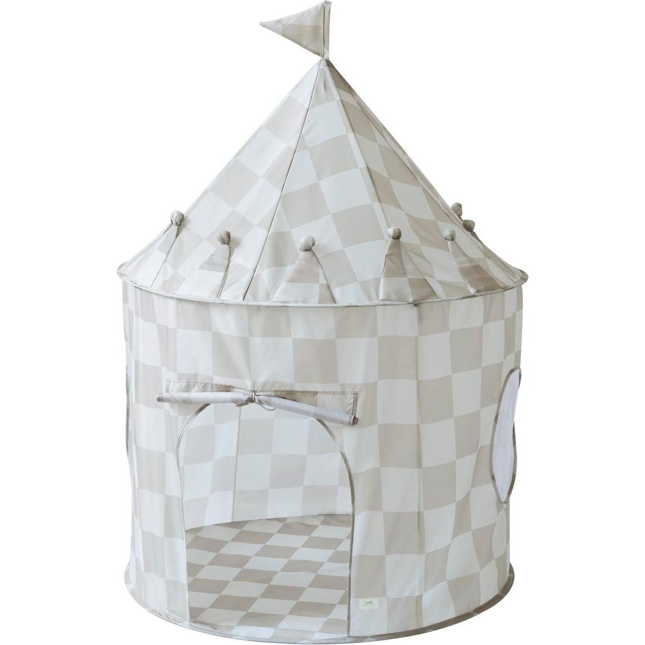 3 Sprouts - Play Tent - Checkerboard Beige - Height: 135 cm, Diameter: 100 cm