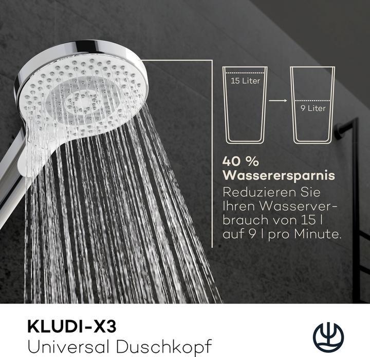 Immagine prodotto Kludi X3 Soffione doccia (3 Tipi di raggi, 15 l/min)