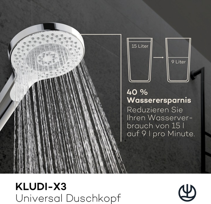 Immagine prodotto Kludi X3 Soffione doccia (3 Tipi di raggi, 15 l/min)