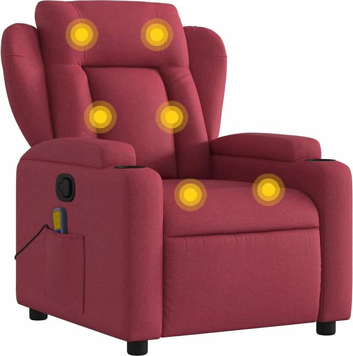 Immagine prodotto vidaXL Poltrona massaggiante in tessuto rosso vino,Colore: Rosso vino,Materiale: Tessuto