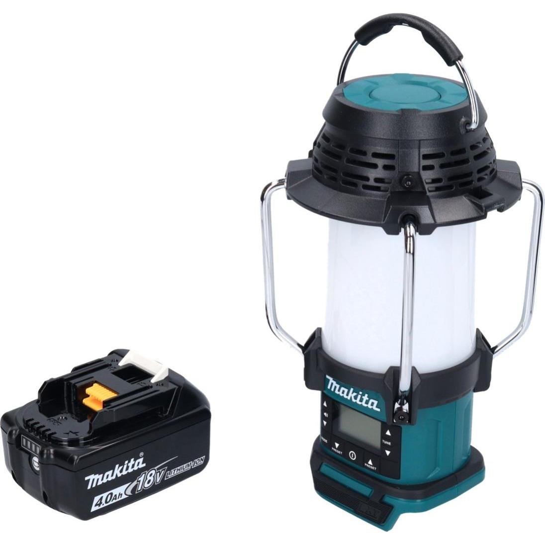 Makita DMR 055 M1 Akku Radio 18 V FM mit Laterne 360° Taschenlampe + 1x Akku 4,0 Ah - ohne (FM, AM), Radio