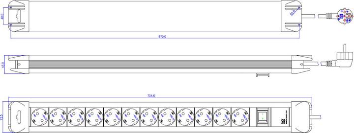 Actual product image Bachmann Power strip CONNECTUS, 12-way (12x, CEE 7/3, 1.80 m)