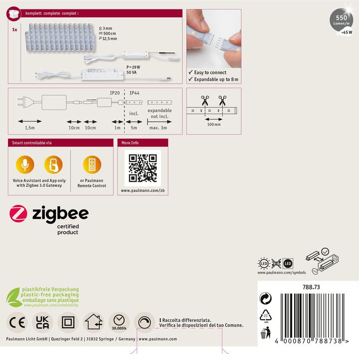 Actual product image Paulmann MaxLED 500 Stripe Set (Warm white, Neutral White, Cold White, 500 cm, Outdoor, Indoor)