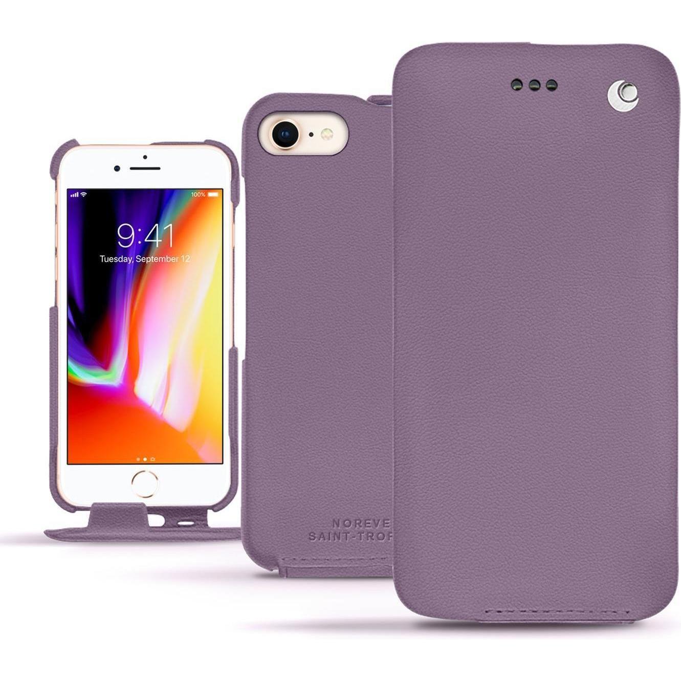 Noreve Lederschutzhülle vertikal (Apple iPhone 8), Smartphone Hülle, Violett