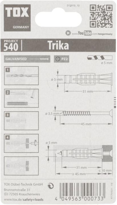 Actual product image Tox All-purpose dowel Trika 5x31 mm, incl. screw 10 pieces (10 pcs.)