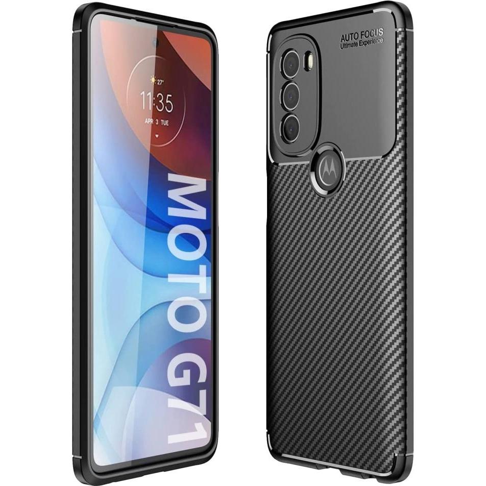 Screenguard Motorola Moto G71 5G Hülle Carbon Design TPU Case (Motorola Moto G71 5G), Smartphone Hülle, Schwarz