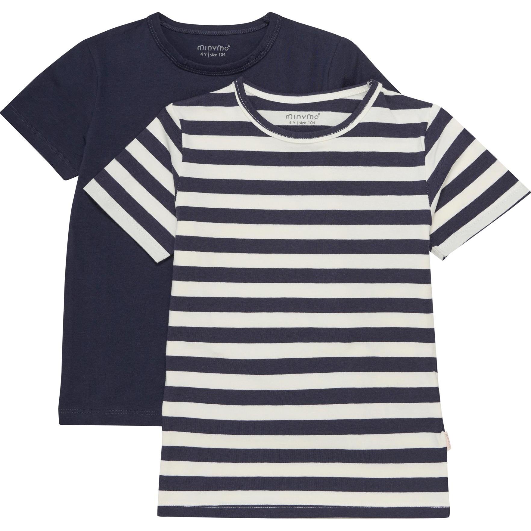 Minymo, Unisex, Shirt, Kid's Basic 32 -T-Shirt S/S (2-Pack), Blau, (116)