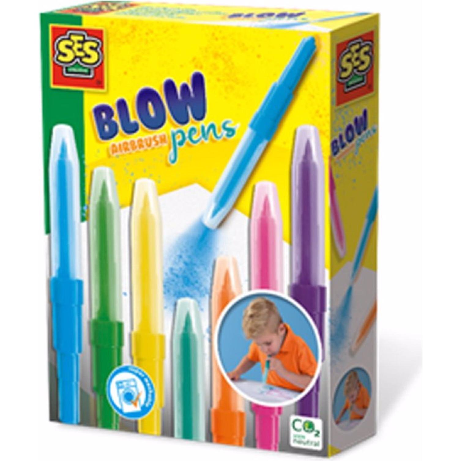 Ses, Malstifte, Blow Airbrush Filzstifte (Pink, Gelb, Grün, Blau, Violett, Orange, 7 x)
