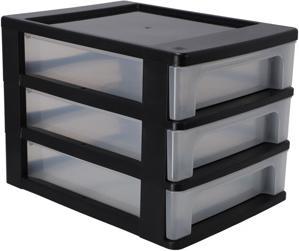 Actual product image Iris Storage box 3x 4.0 l transparent, black 26.0 x 35.5 x 25.5 cm (4 l)