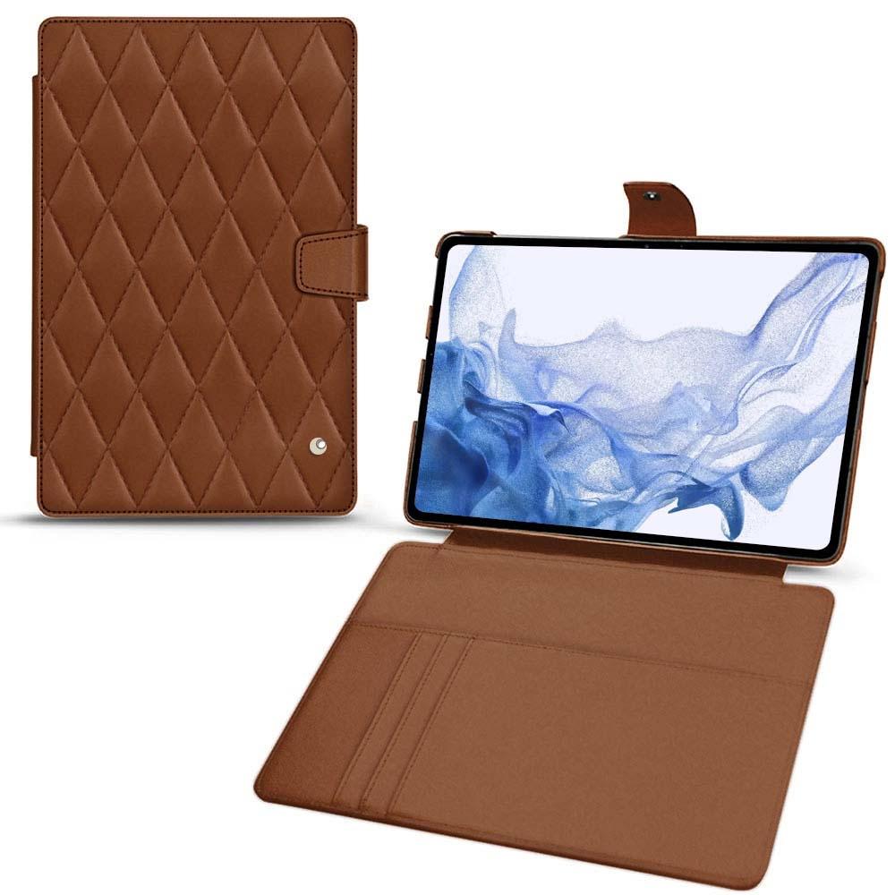 Noreve Lederschutzhülle Wallet (Galaxy Tab S8 Ultra), Tablet Hülle, Braun